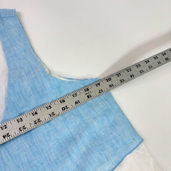 Island Company Dress Womens Large Blue White Linen Asymmetrical Sleeveless Mini - Picture 5 of 8